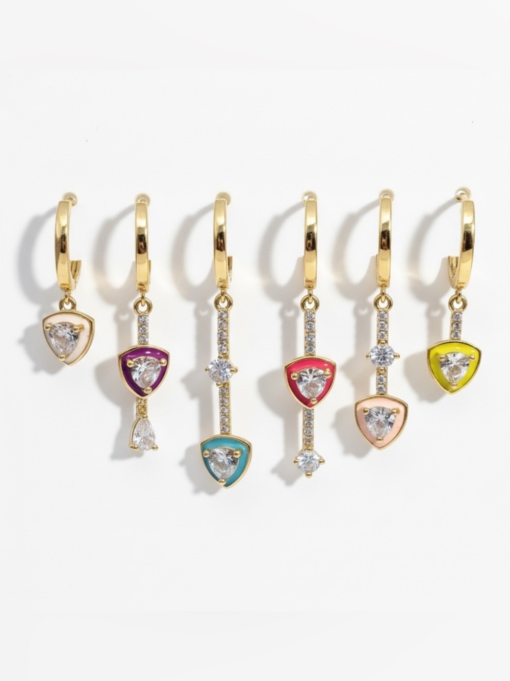 COLORFUL MIX MATCH CZ DANGLE ENAMEL SET
